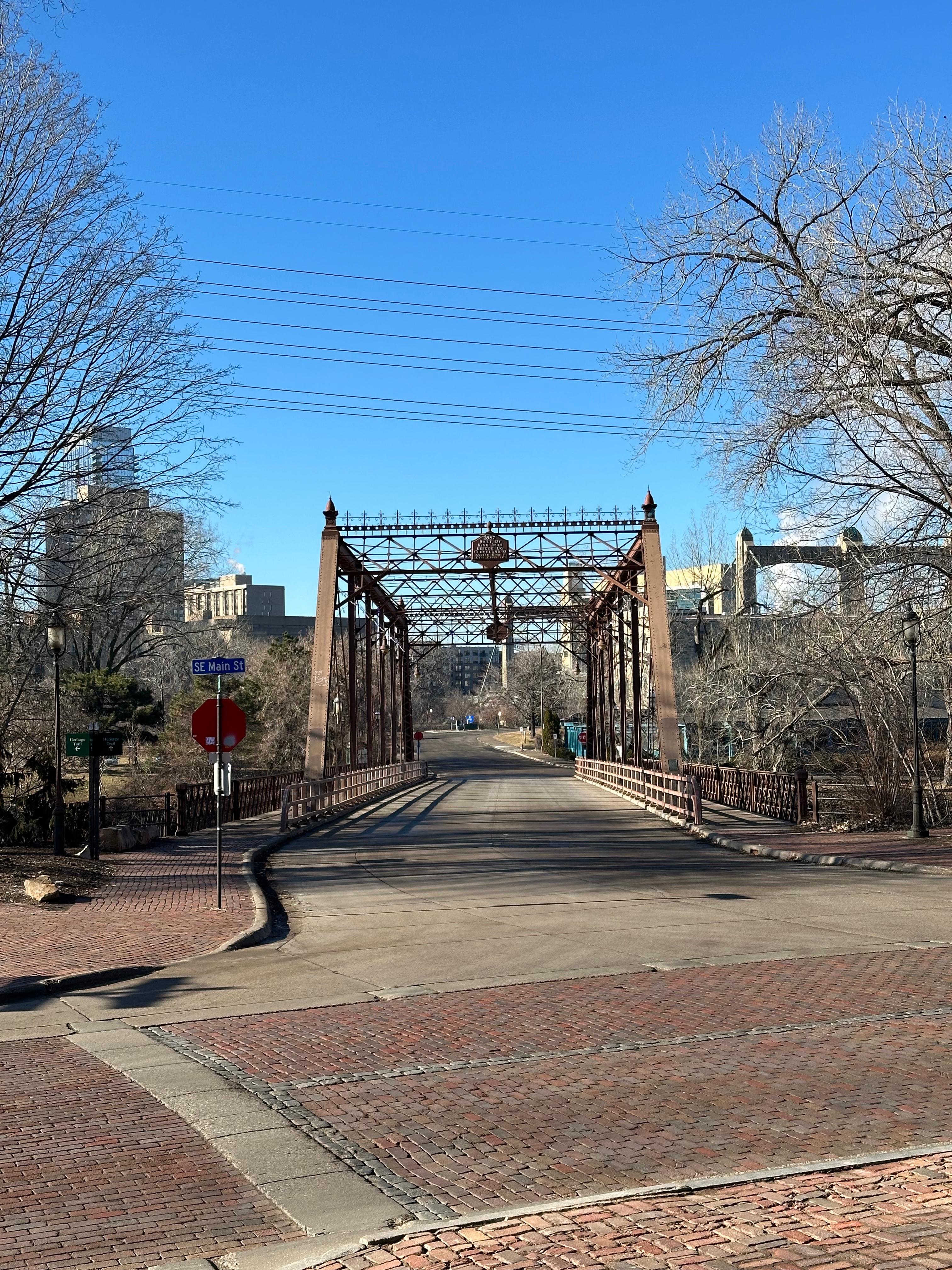 The old bridge to Nicollet Island, by my favorite coffee shop.