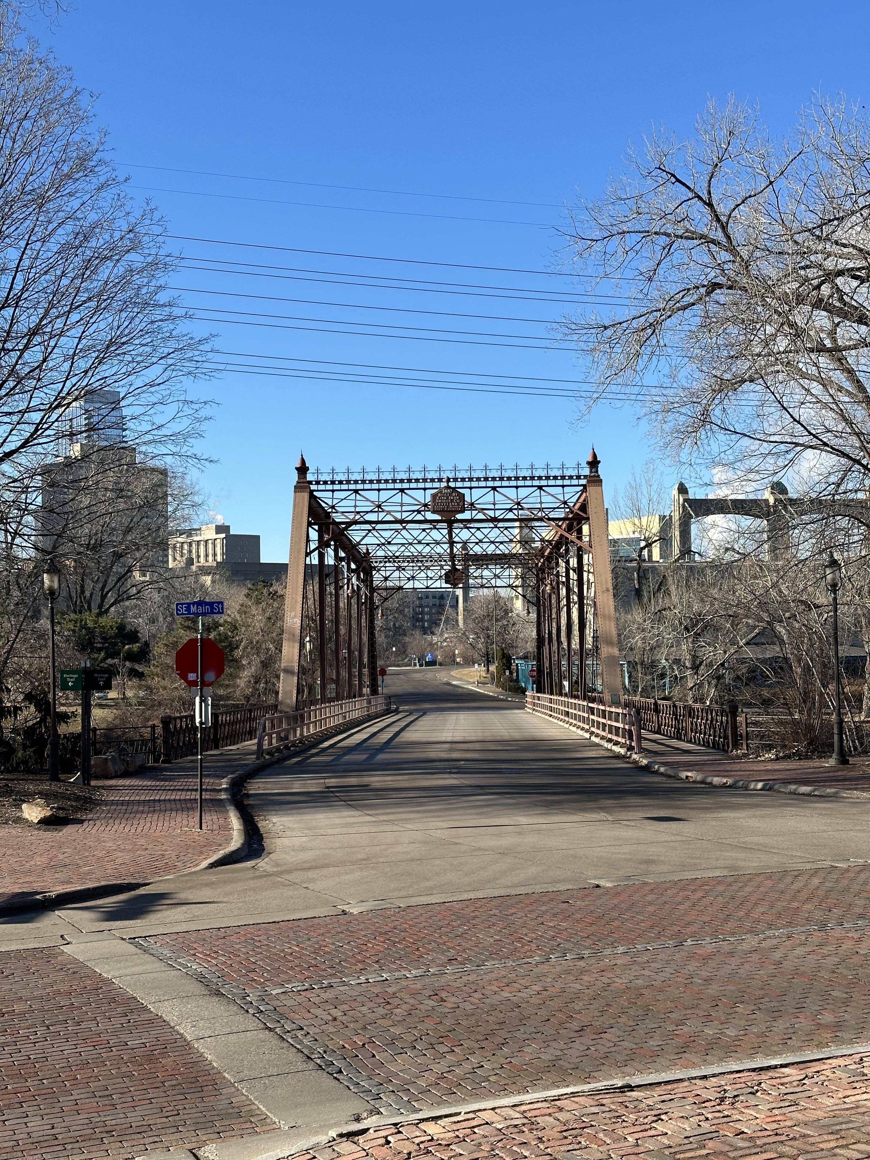 The old bridge to Nicollet Island, by my favorite coffee shop.